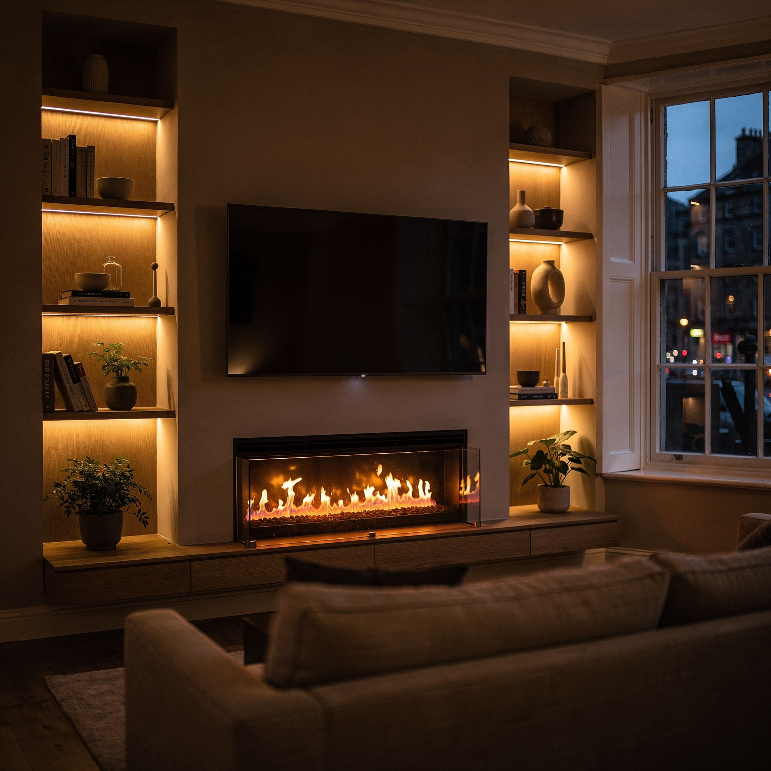 Modern media wall installation in Dean Village